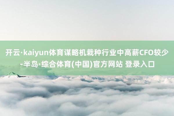 开云·kaiyun体育谋略机栽种行业中高薪CFO较少-半岛·综合体育(中国)官方网站 登录入口