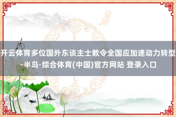 开云体育多位国外东谈主士敕令全国应加速动力转型-半岛·综合体育(中国)官方网站 登录入口